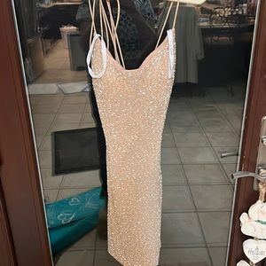 Light gold sequin short dress-size 6 from Lara’s bridal
